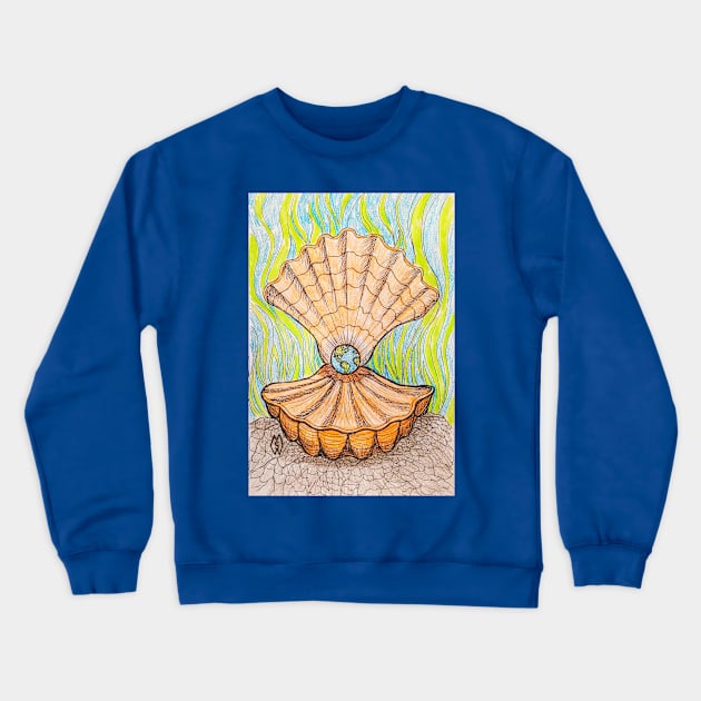 Earth Pearl in the Scallop Shell Crewneck Sweatshirt by Matt Starr Fine Art